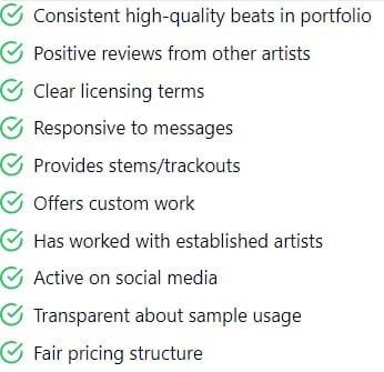 producer evaluation checklist