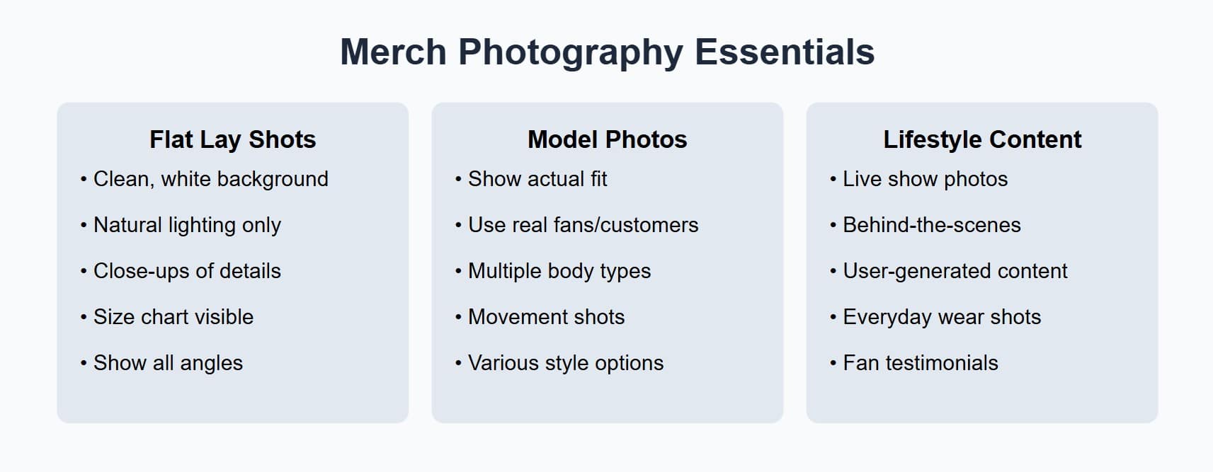 create and sell merch as a music artist photography essentials
