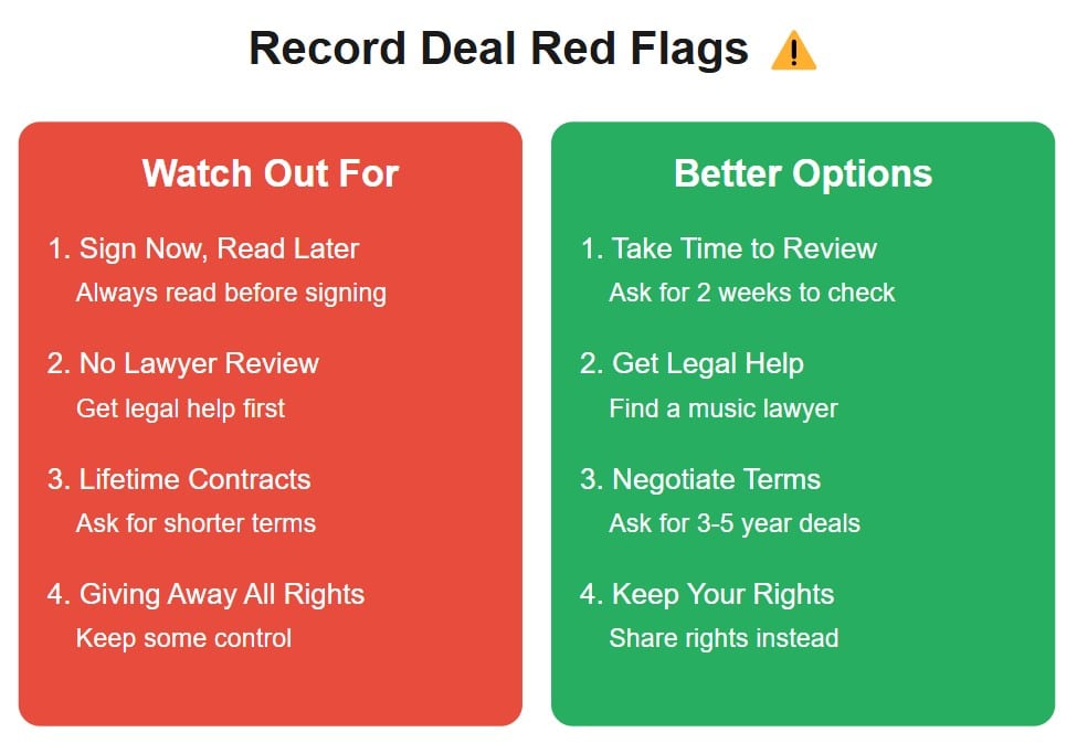 how to get signed to a music label record deal red flags