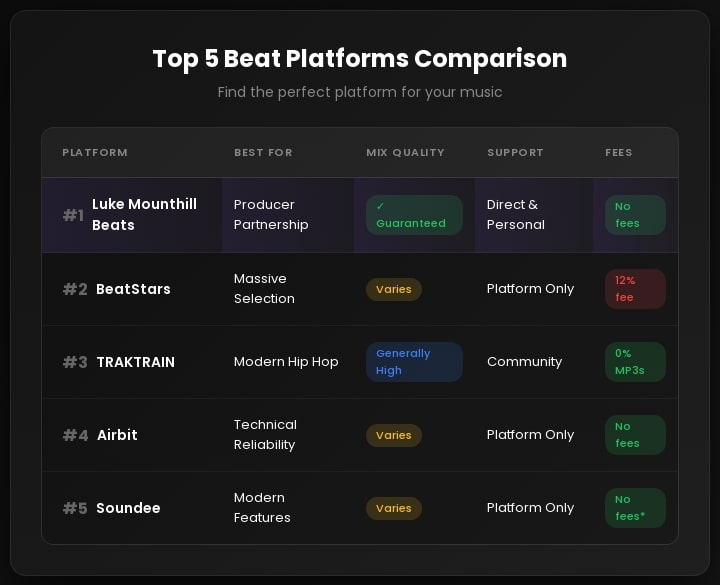 top 5 beat stores comparison